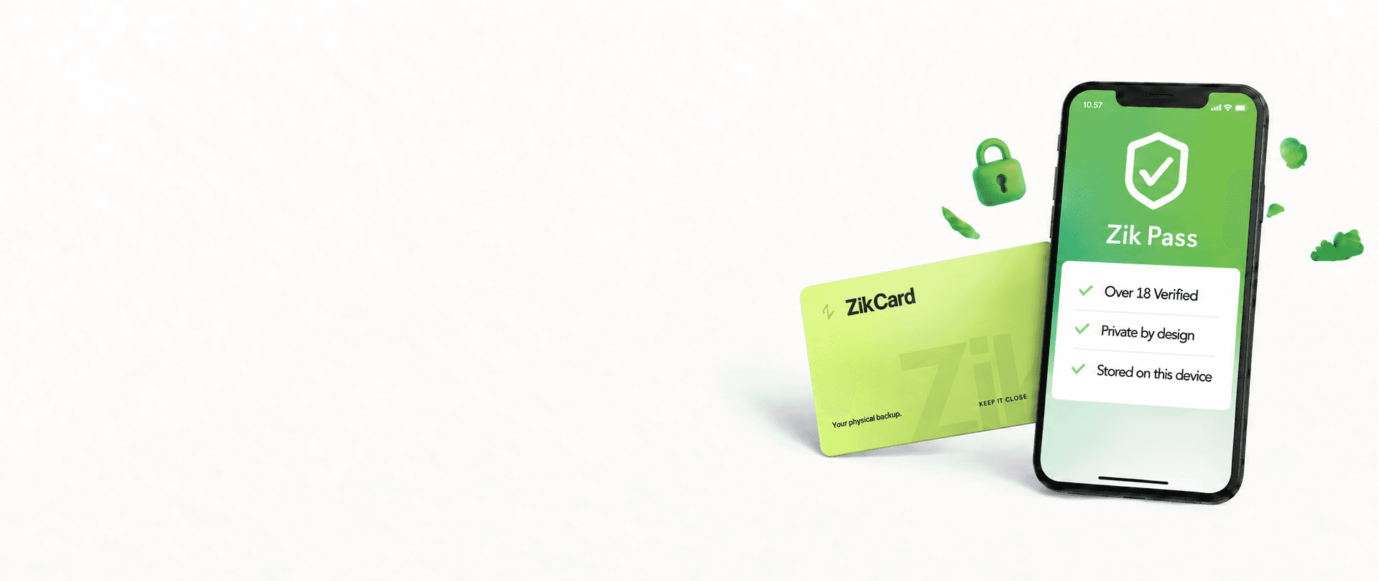 Zik Pass on a phone beside the lime physical Zik Card